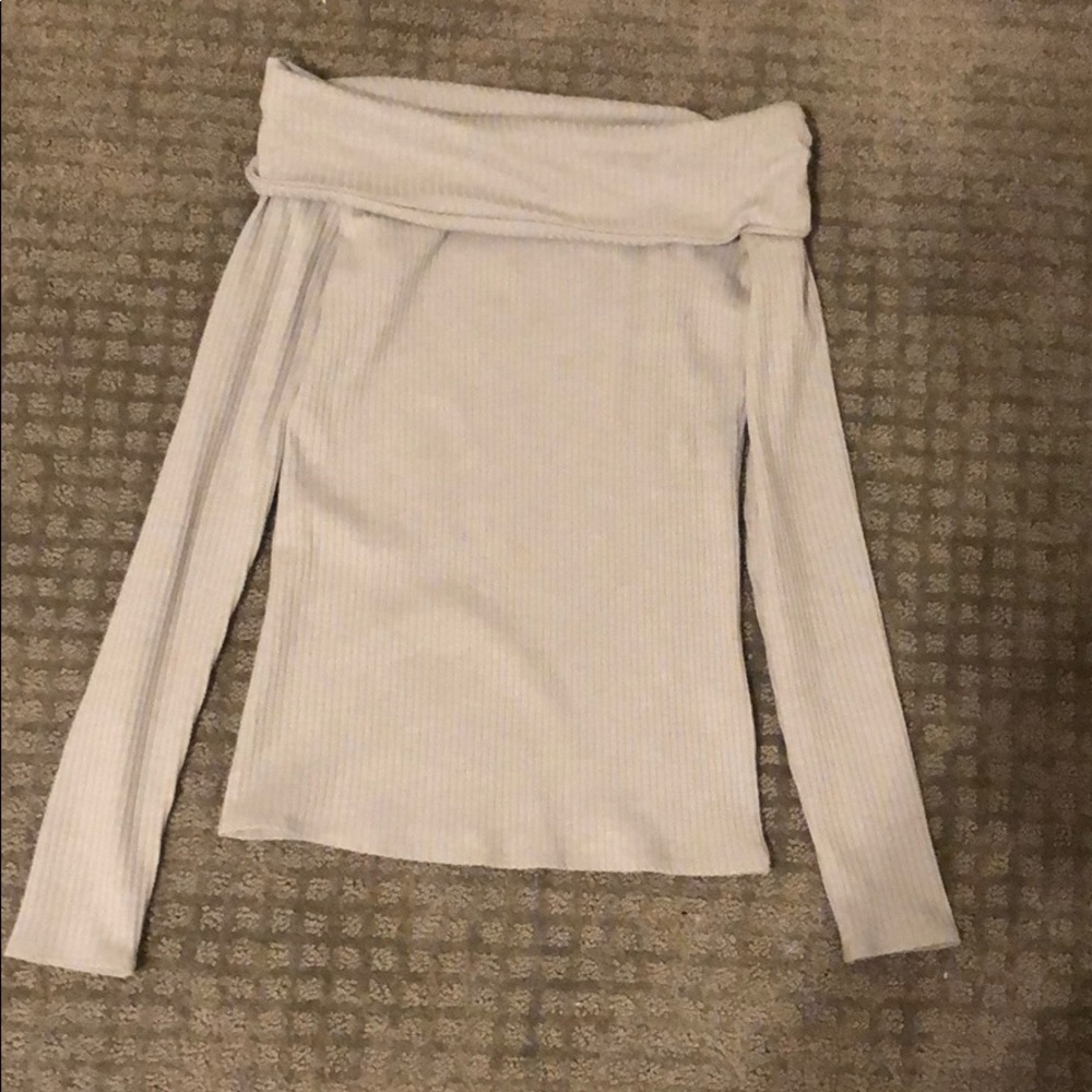 Abercrombie and Fitch off the shoulder grey shirt